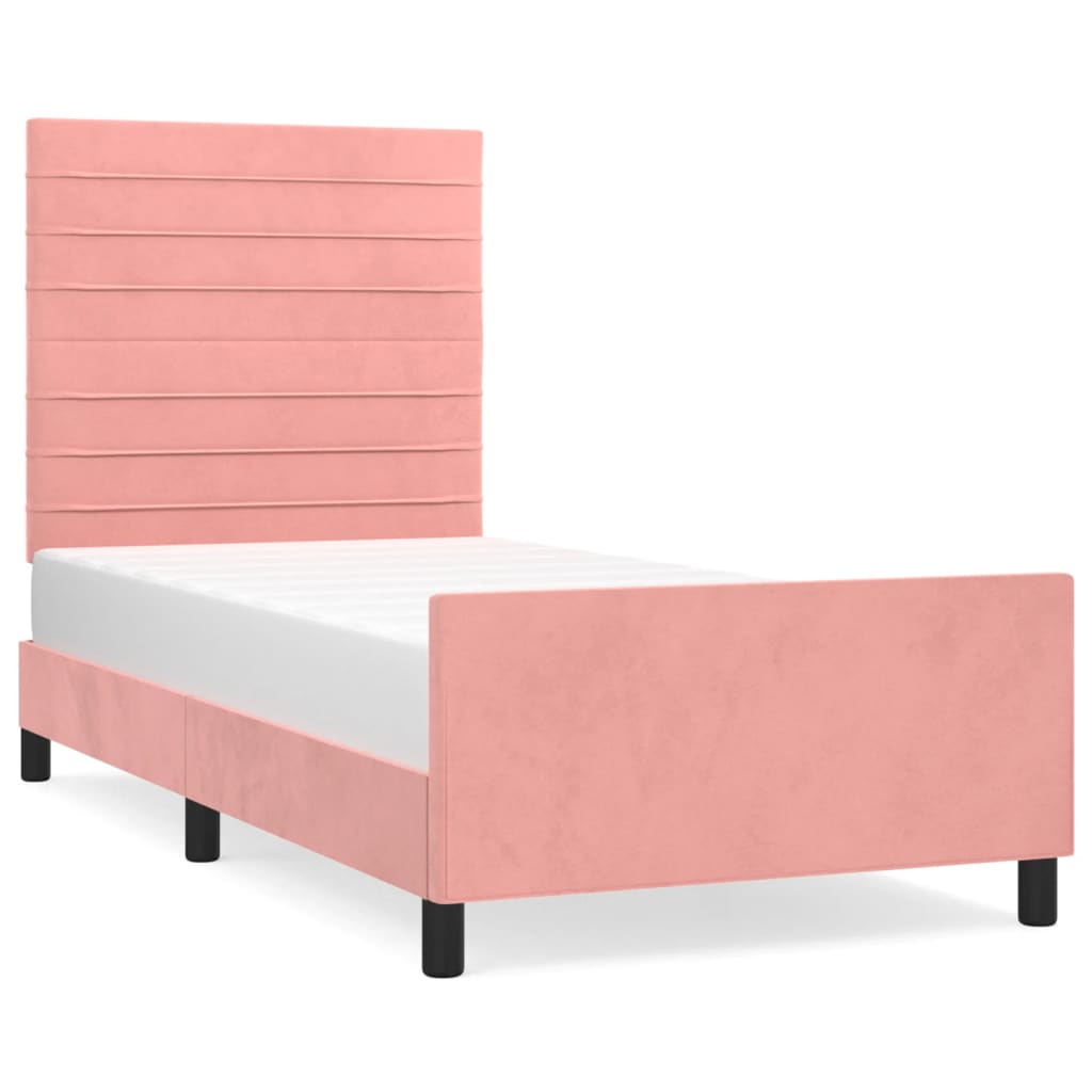 Bedframe met hoofdeinde fluweel roze 80x200 cm