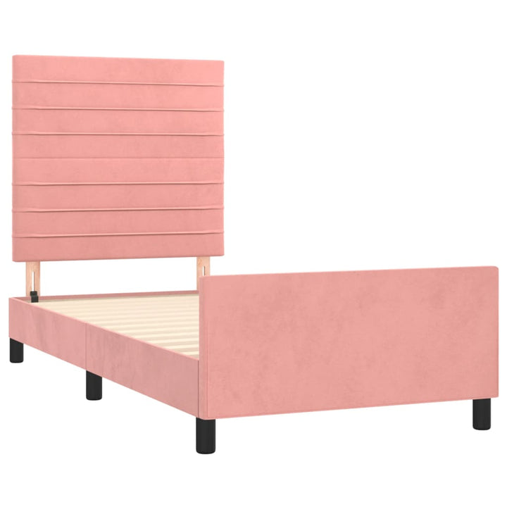 Bedframe met hoofdeinde fluweel roze 80x200 cm