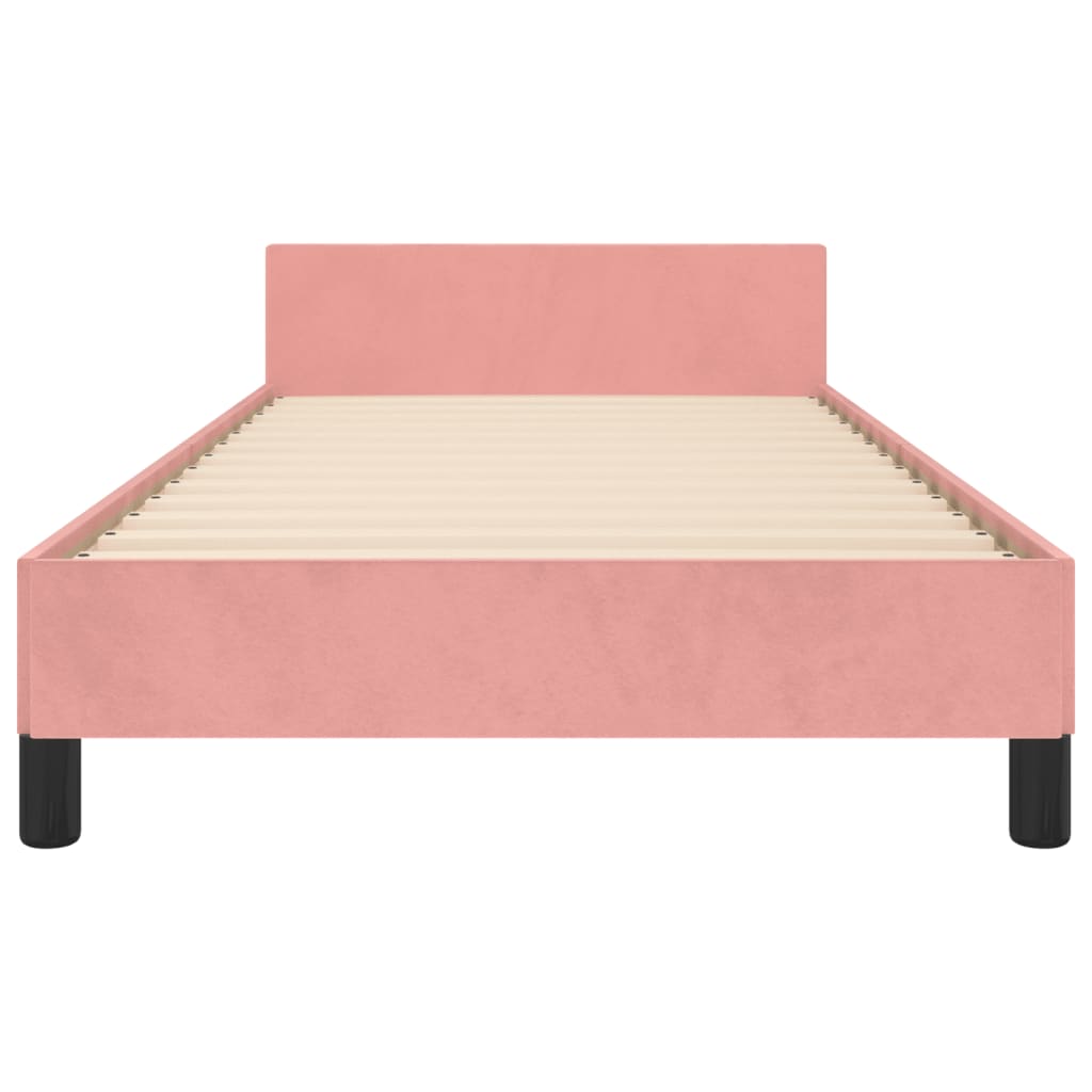 Bedframe met hoofdeinde fluweel roze 80x200 cm