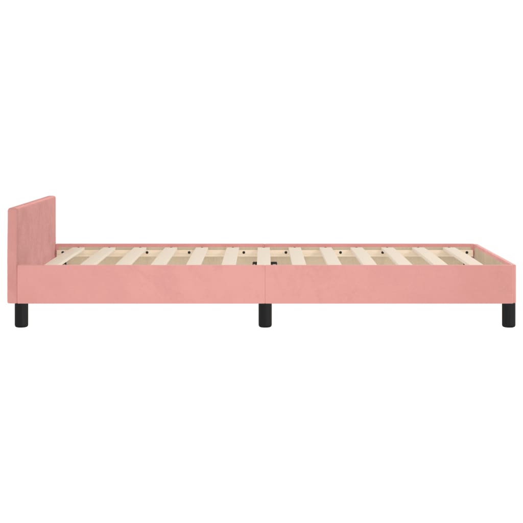 Bedframe met hoofdeinde fluweel roze 80x200 cm