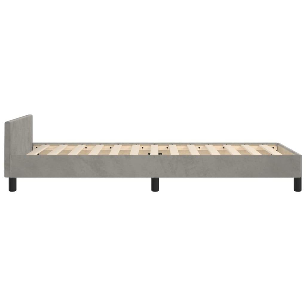 Bedframe met hoofdeinde fluweel lichtgrijs 90x190 cm