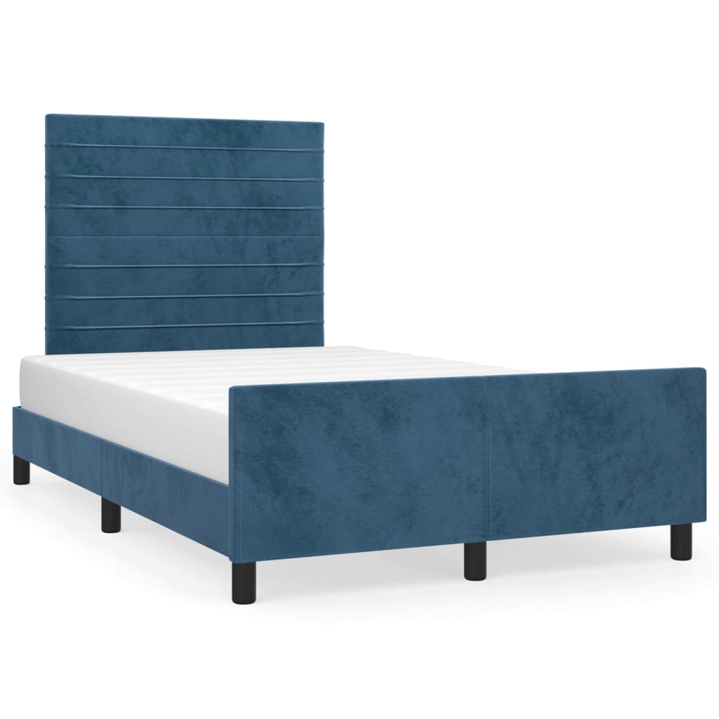 Bedframe met hoofdeinde fluweel donkerblauw 120x200 cm