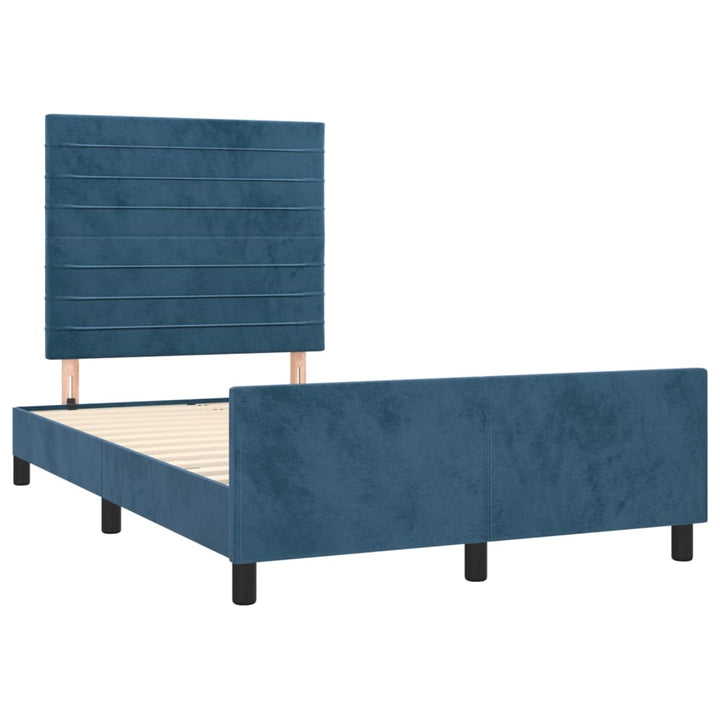 Bedframe met hoofdeinde fluweel donkerblauw 120x200 cm