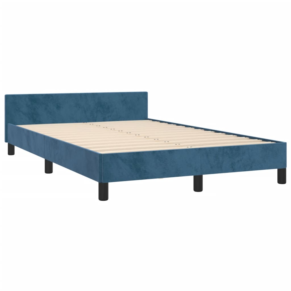 Bedframe met hoofdeinde fluweel donkerblauw 120x200 cm