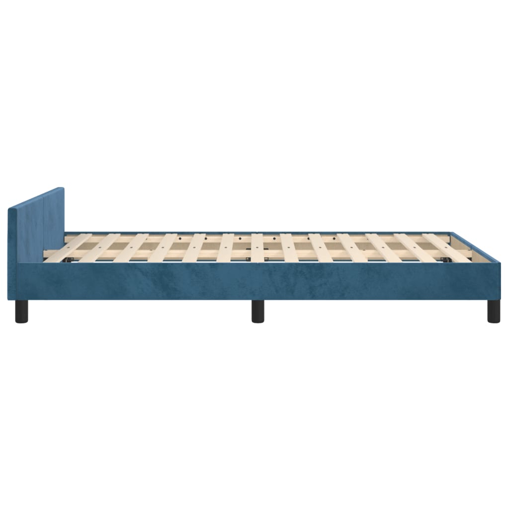 Bedframe met hoofdeinde fluweel donkerblauw 120x200 cm