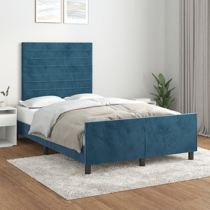 Bedframe met hoofdeinde fluweel donkerblauw 120x200 cm