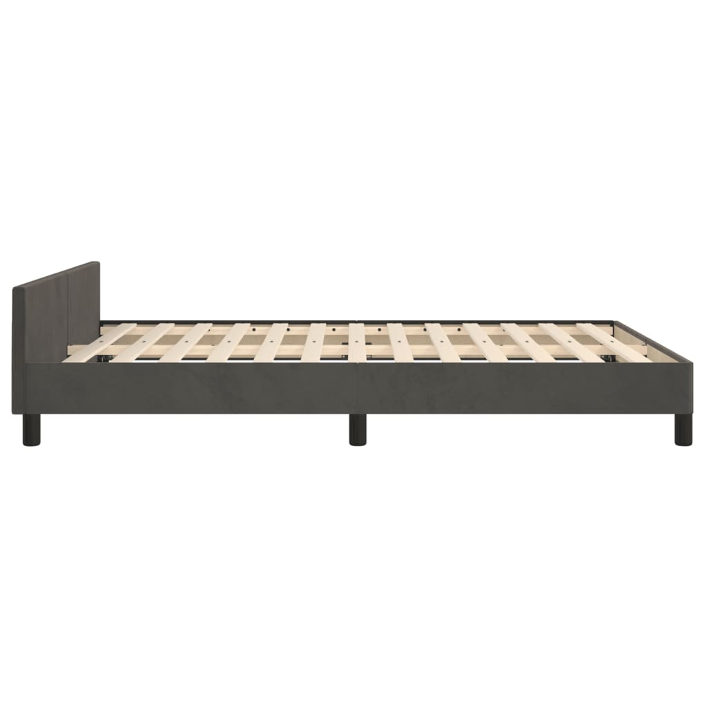 Bedframe met hoofdeinde fluweel donkergrijs 140x190 cm