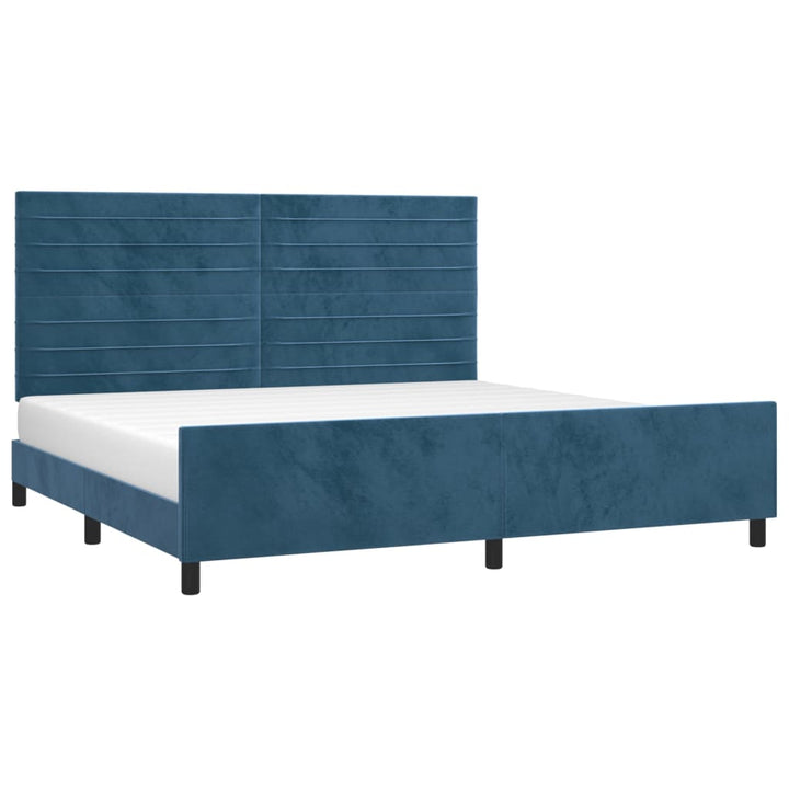 Bedframe met hoofdeinde fluweel donkerblauw 200x200 cm