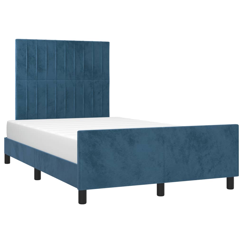 Bedframe met hoofdeinde fluweel donkerblauw 120x200 cm