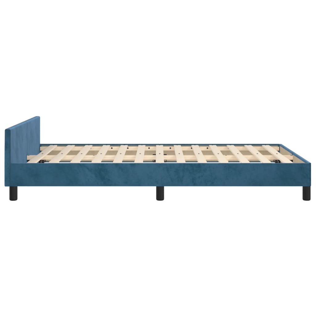 Bedframe met hoofdeinde fluweel donkerblauw 120x200 cm