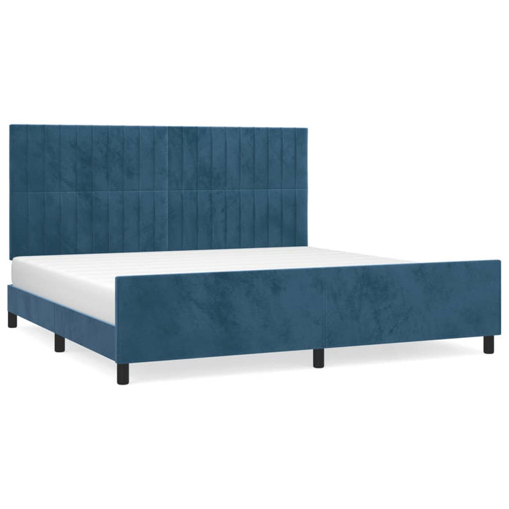 Bedframe met hoofdeinde fluweel donkerblauw 200x200 cm