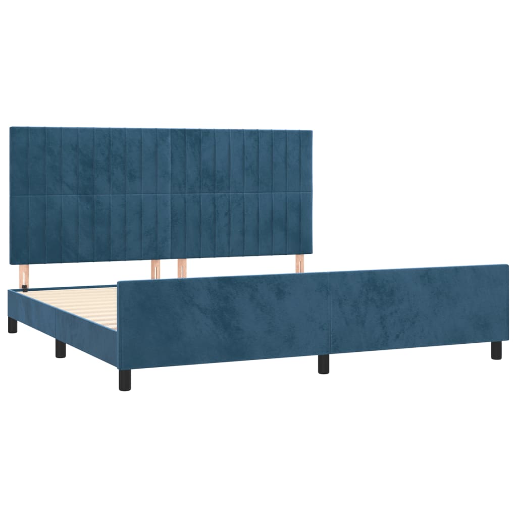 Bedframe met hoofdeinde fluweel donkerblauw 200x200 cm