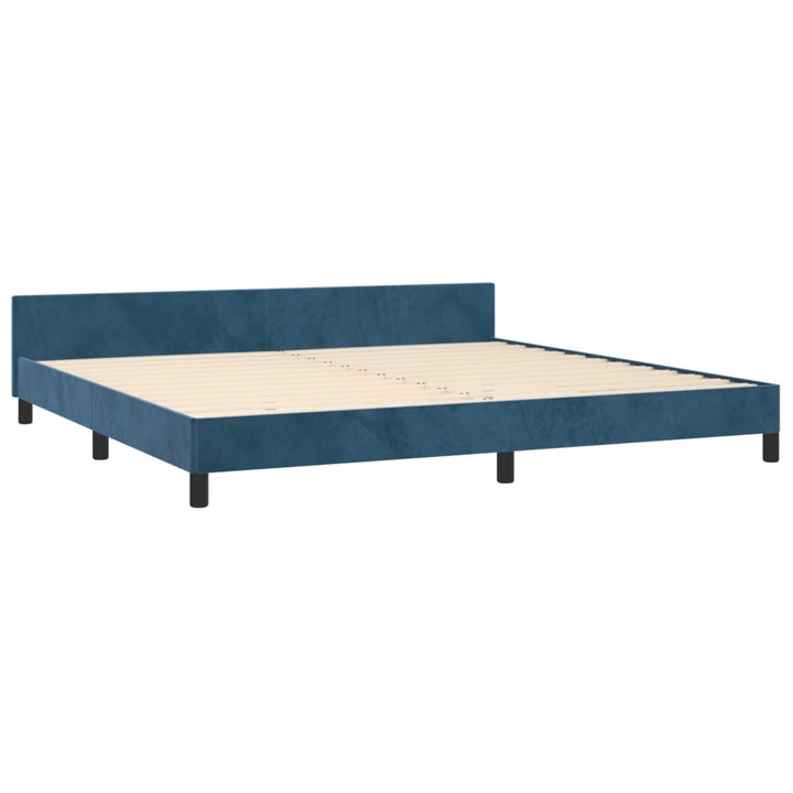 Bedframe met hoofdeinde fluweel donkerblauw 200x200 cm