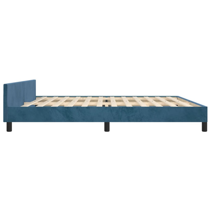 Bedframe met hoofdeinde fluweel donkerblauw 200x200 cm