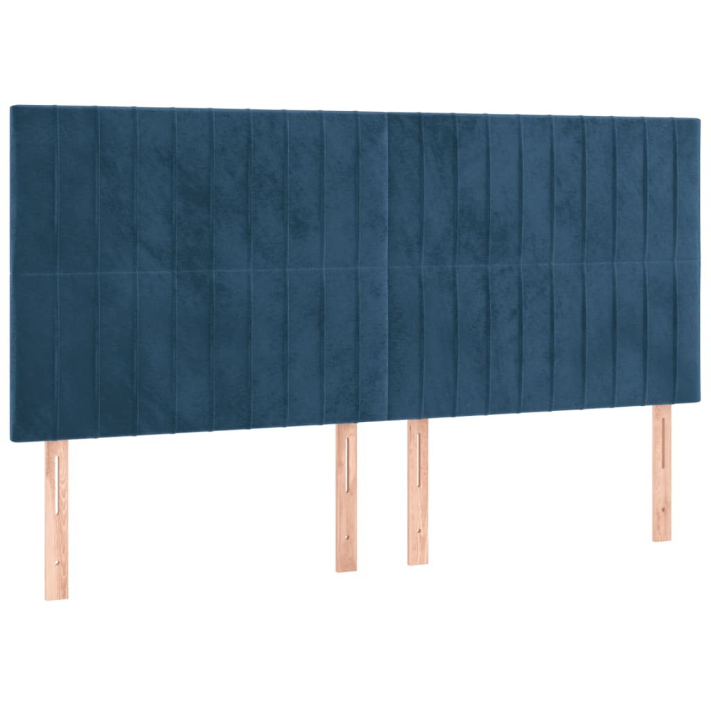 Bedframe met hoofdeinde fluweel donkerblauw 200x200 cm