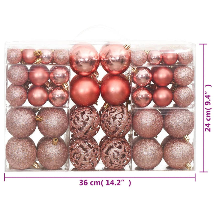 Kerstballen 100 st 3/4/6 cm roze en rosé