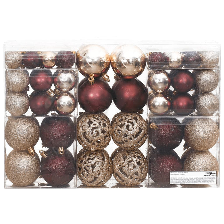 Kerstballen 100 st 3/4/6 cm champagnekleurig en bruin