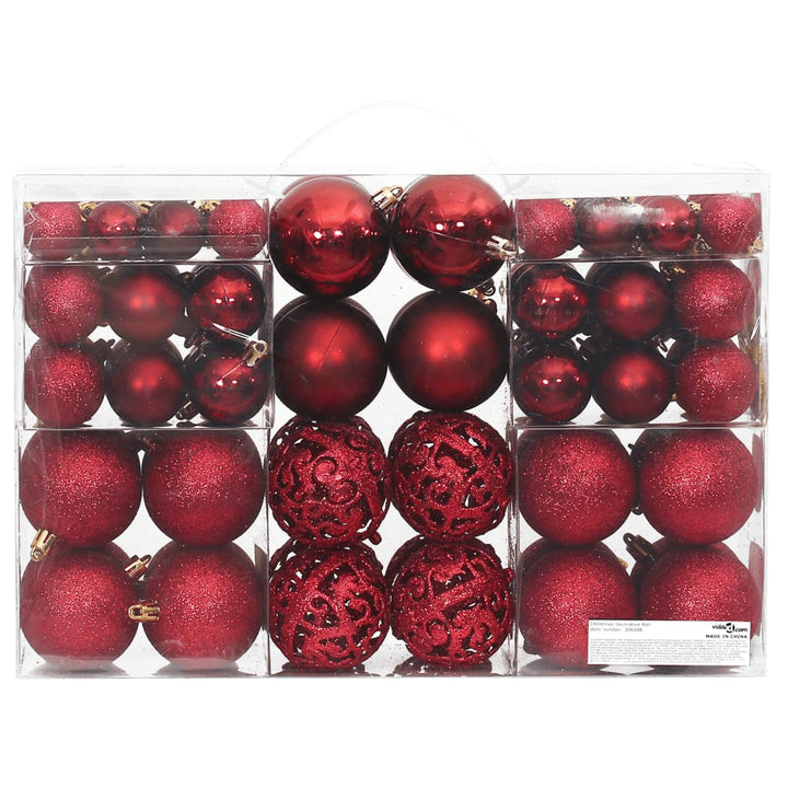 Kerstballen 100 st 3/4/6 cm wijnrood