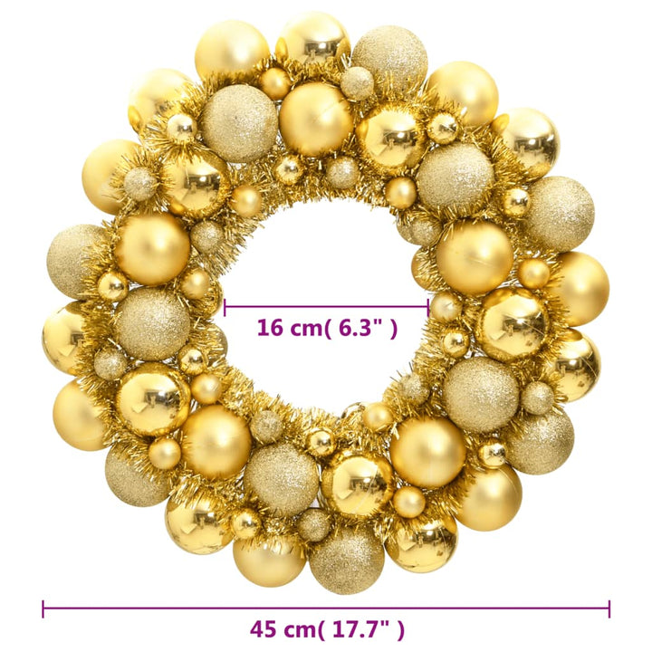 Kerstkrans 45 cm polystyreen goudkleurig
