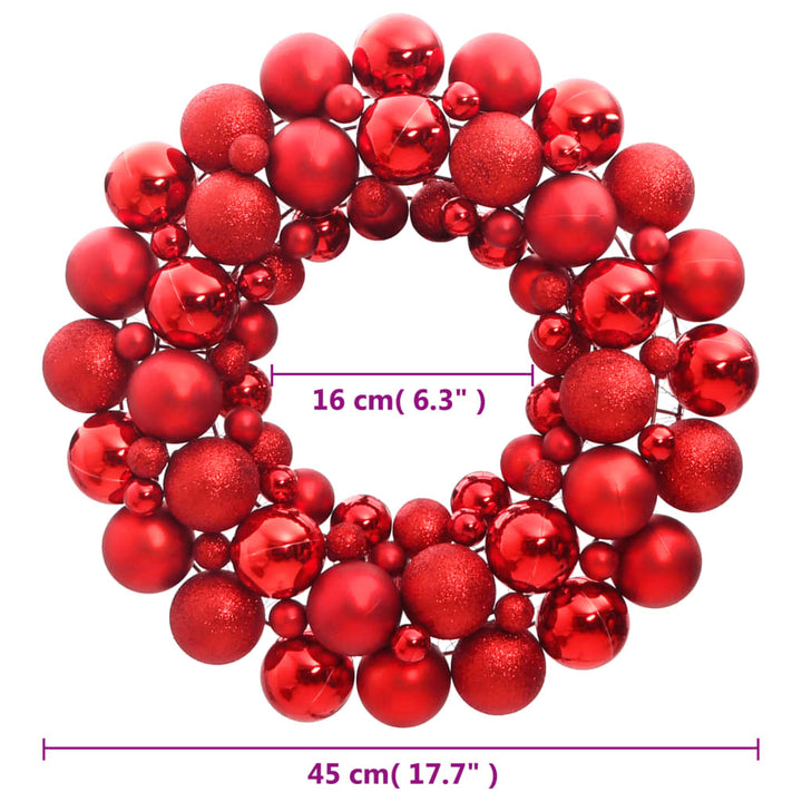 Kerstkrans 45 cm polystyreen rood
