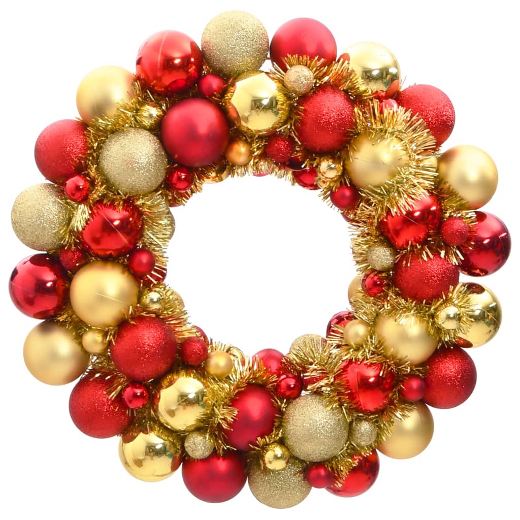 Kerstkrans 45 cm polystyreen rood en goudkleurig
