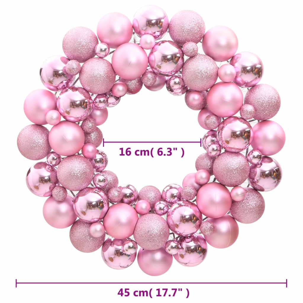 Kerstkrans 45 cm polystyreen roze
