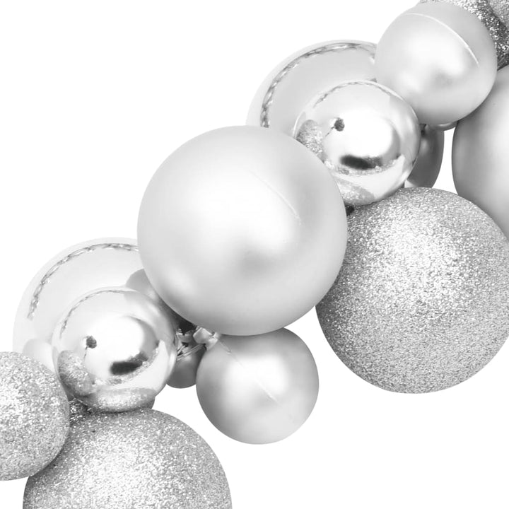 Kerstslinger ballen 175 cm polystyreen zilverkleurig