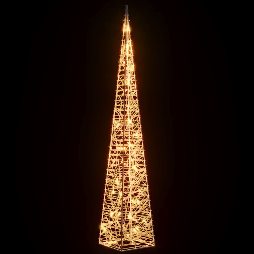 Kerstverlichtingskegel met 60 warmwitte LED's 120 cm acryl