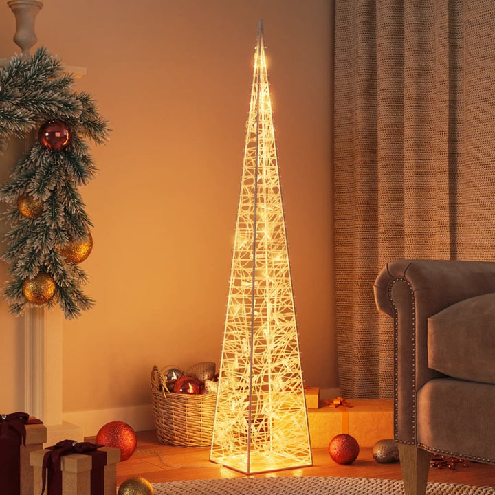 Kerstverlichtingskegel met 60 warmwitte LED's 120 cm acryl