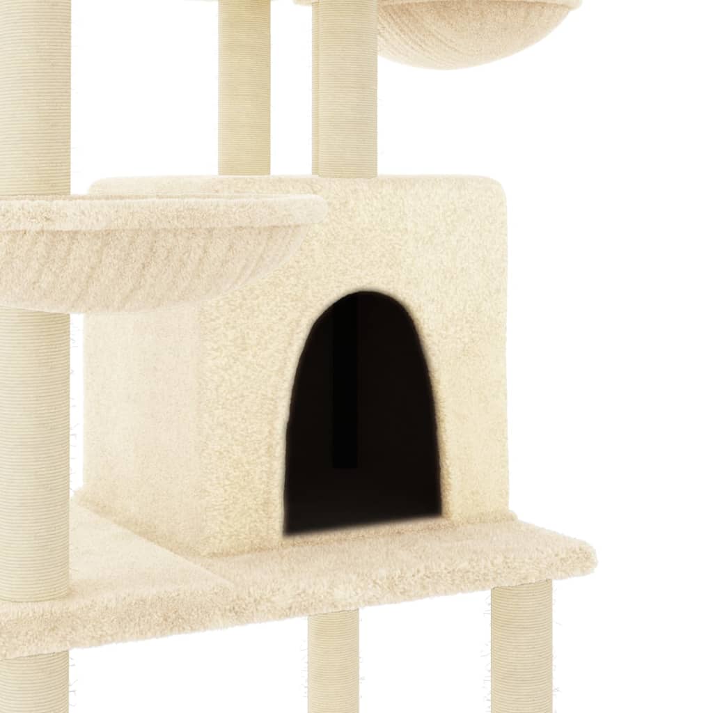 Kattenmeubel met sisal krabpalen 180 cm crèmekleurig