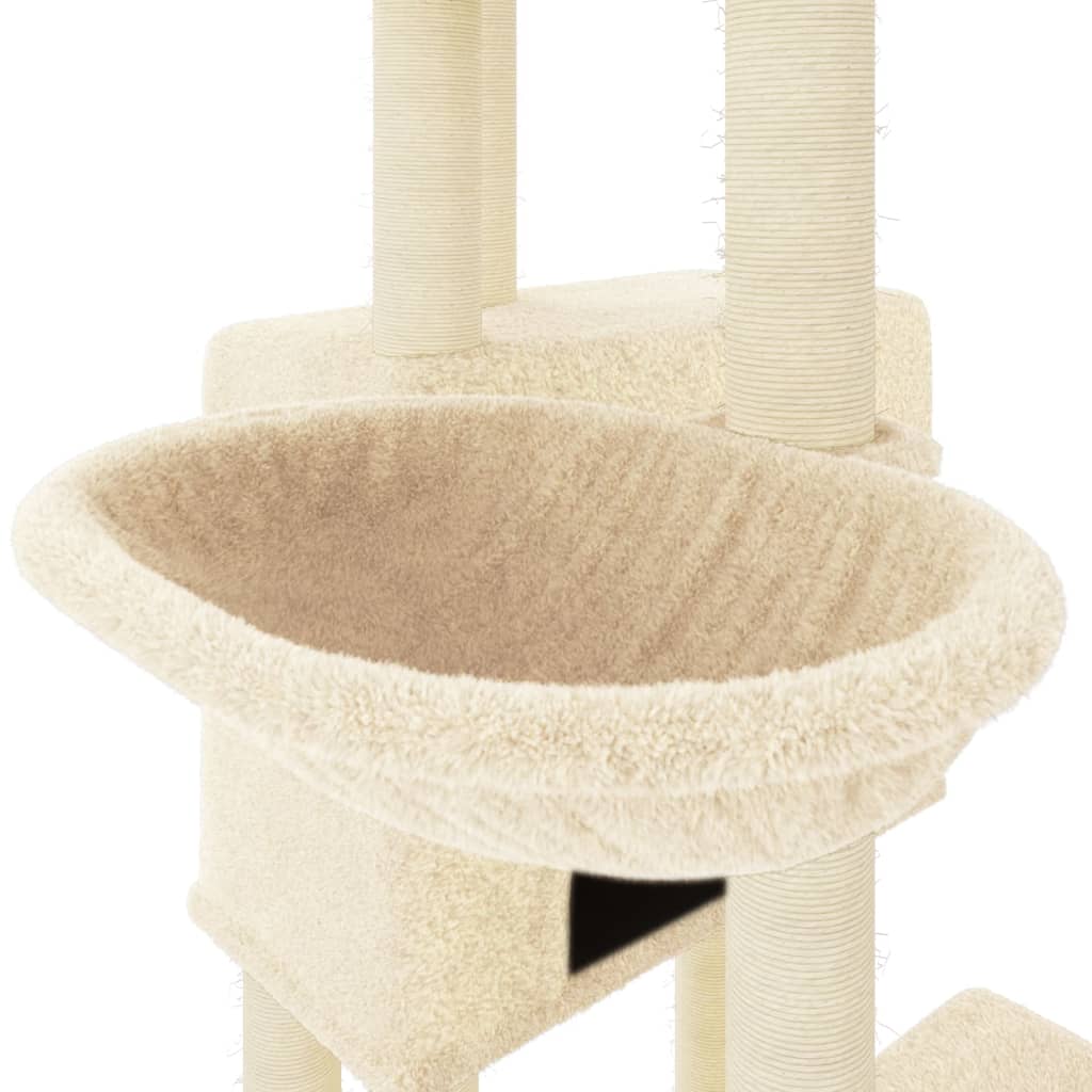 Kattenmeubel met sisal krabpalen 122 cm crèmekleurig