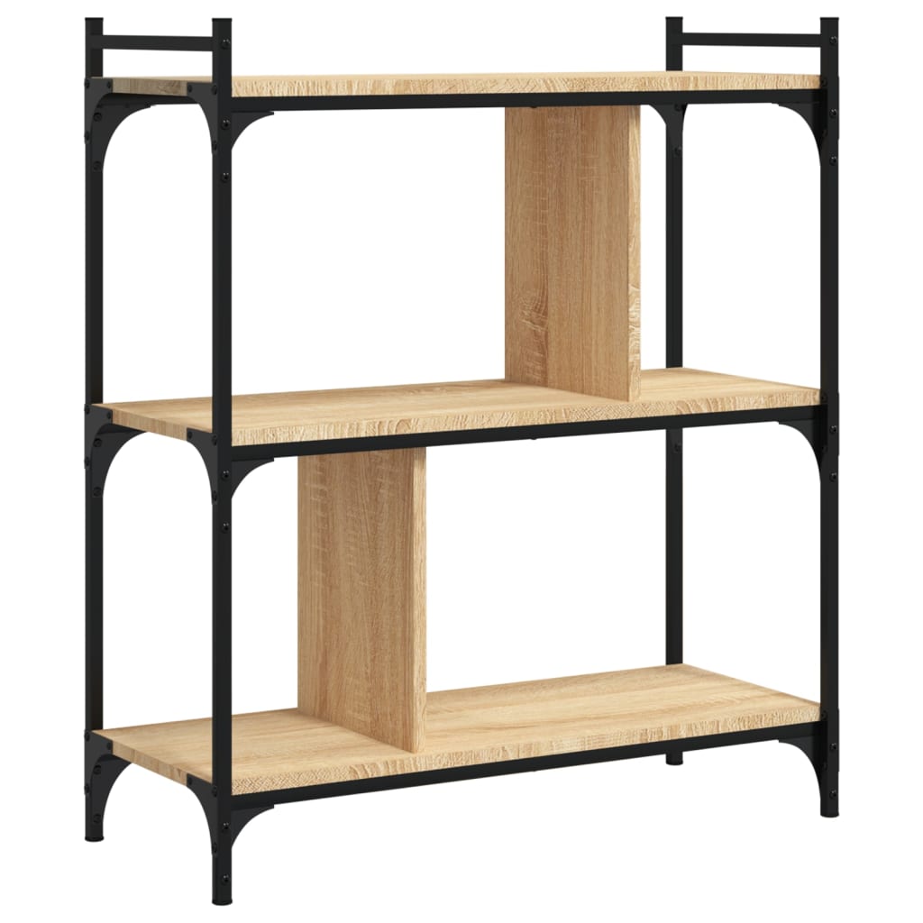 Boekenkast 3-laags 76x32x88 cm bewerkt hout sonoma eikenkleurig