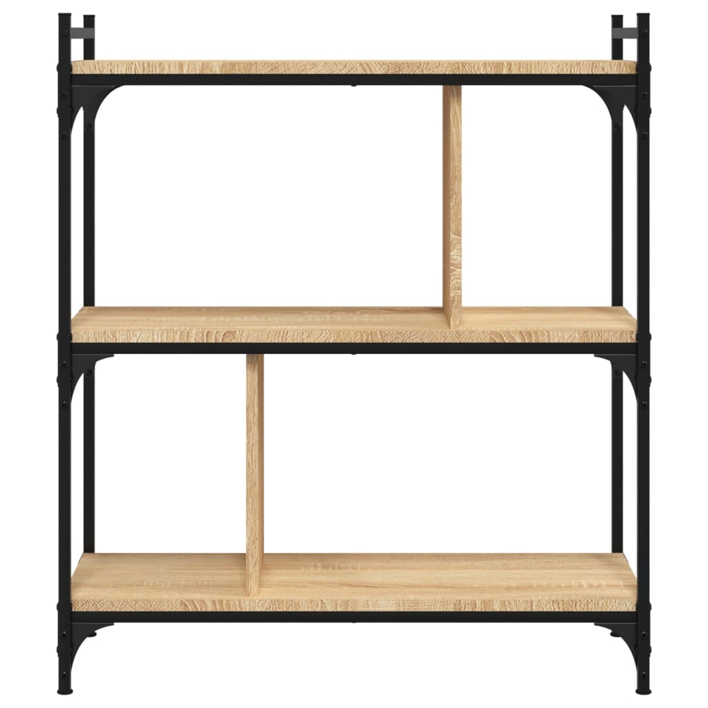 Boekenkast 3-laags 76x32x88 cm bewerkt hout sonoma eikenkleurig