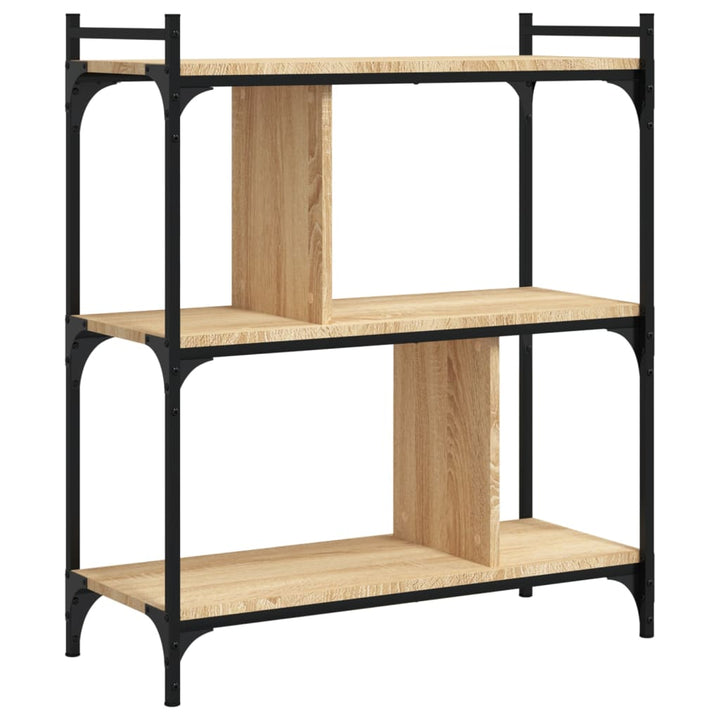 Boekenkast 3-laags 76x32x88 cm bewerkt hout sonoma eikenkleurig