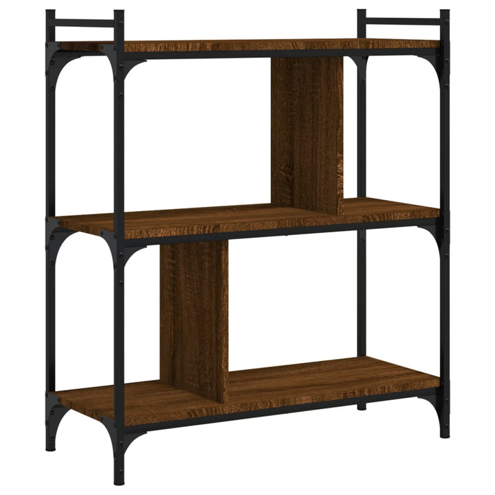 Boekenkast 3-laags 76x32x88 cm bewerkt hout bruin eikenkleur