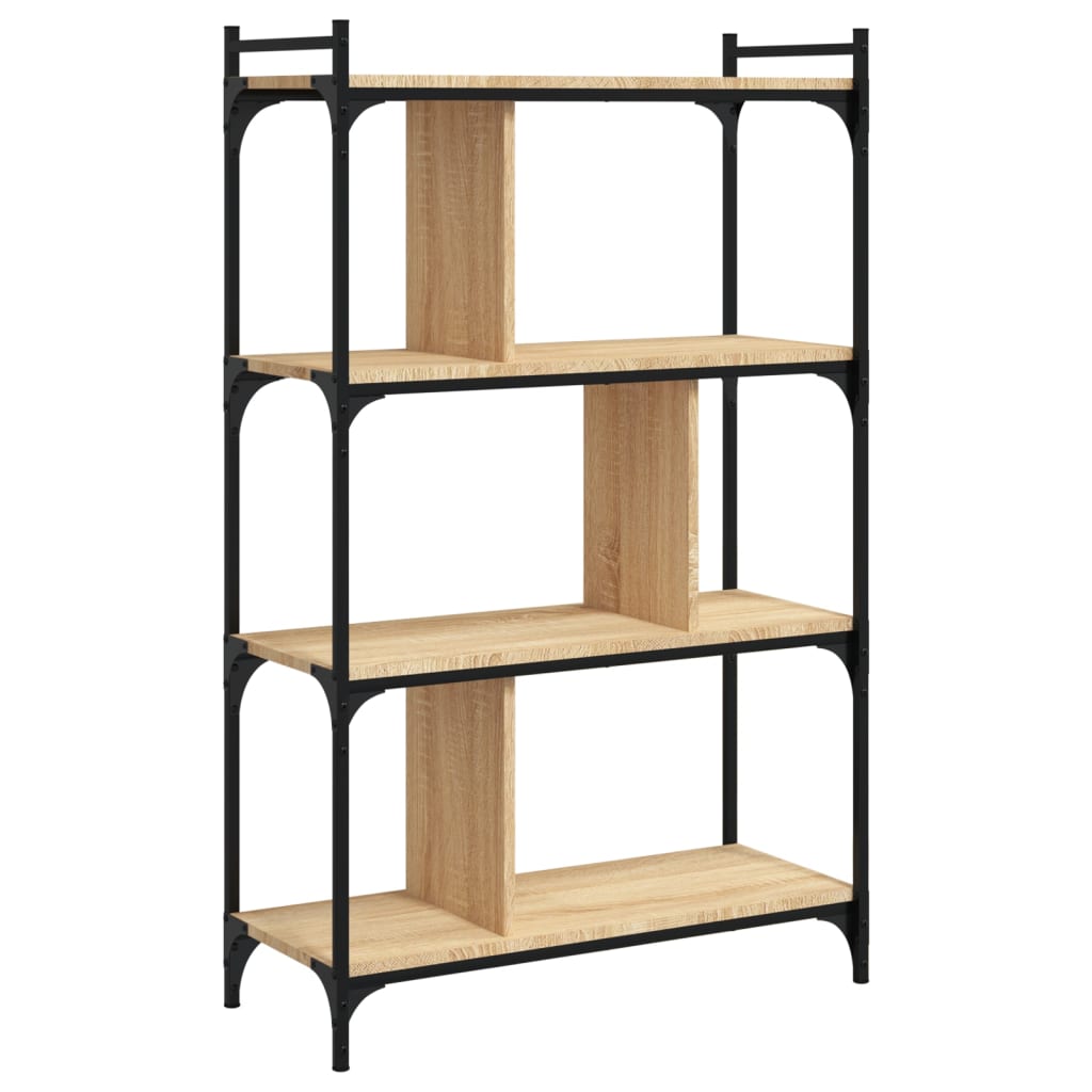 Boekenkast 4-laags 76x32x123 cm bewerkt hout sonoma eikenkleur