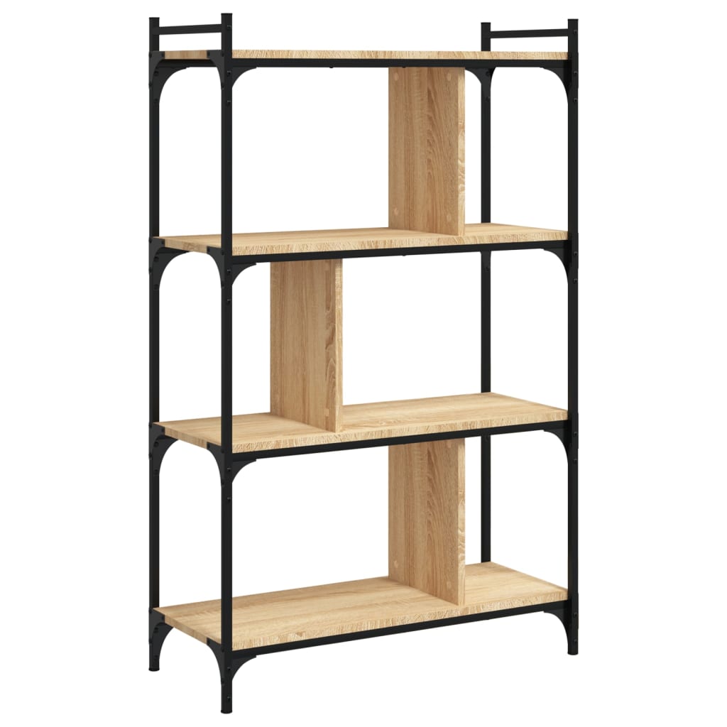 Boekenkast 4-laags 76x32x123 cm bewerkt hout sonoma eikenkleur