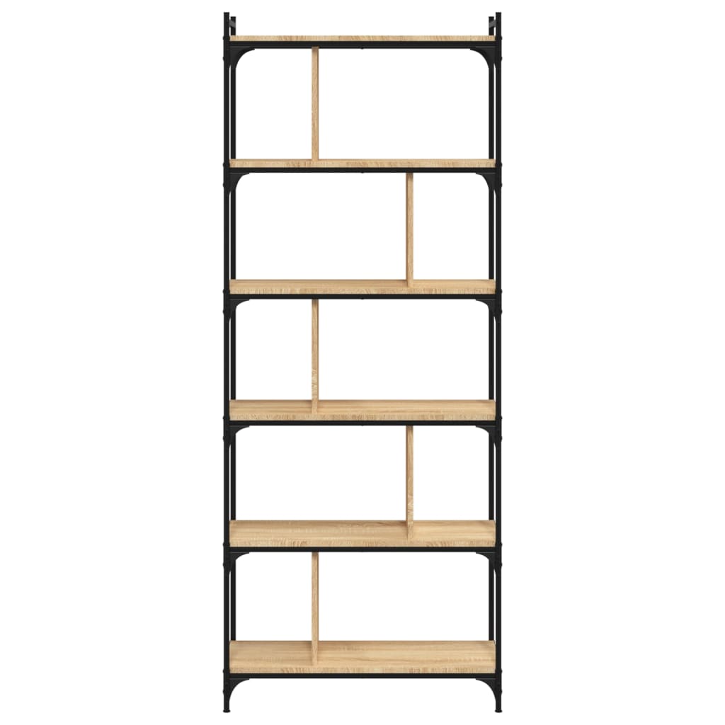 Boekenkast 6-laags 76x32x192 cm bewerkt hout sonoma eikenkleur