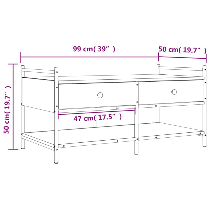 Salontafel 99x50x50 cm bewerkt hout zwart