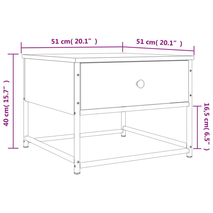 Salontafel 51x51x40 cm bewerkt hout bruin eikenkleur