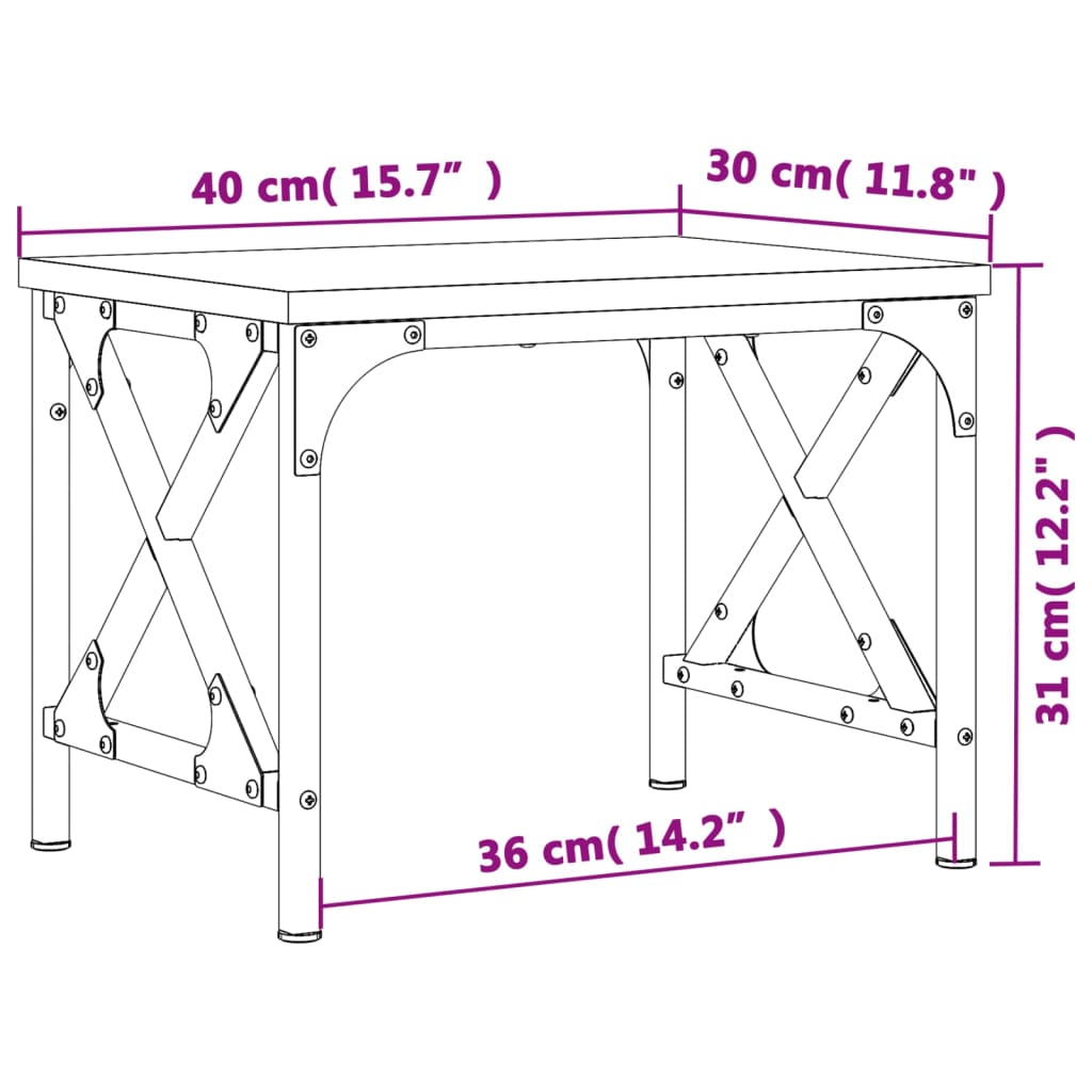 Printerstandaard 40x30x31 cm bewerkt hout grijs sonoma eiken