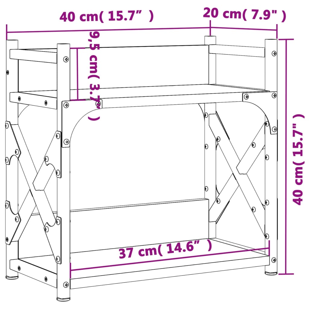 Printerstandaard 2-laags 40x20x40 cm bewerkt hout zwart