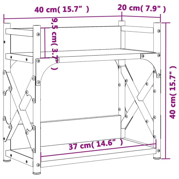 Printerstandaard 2-laags 40x20x40 cm bewerkt hout zwart