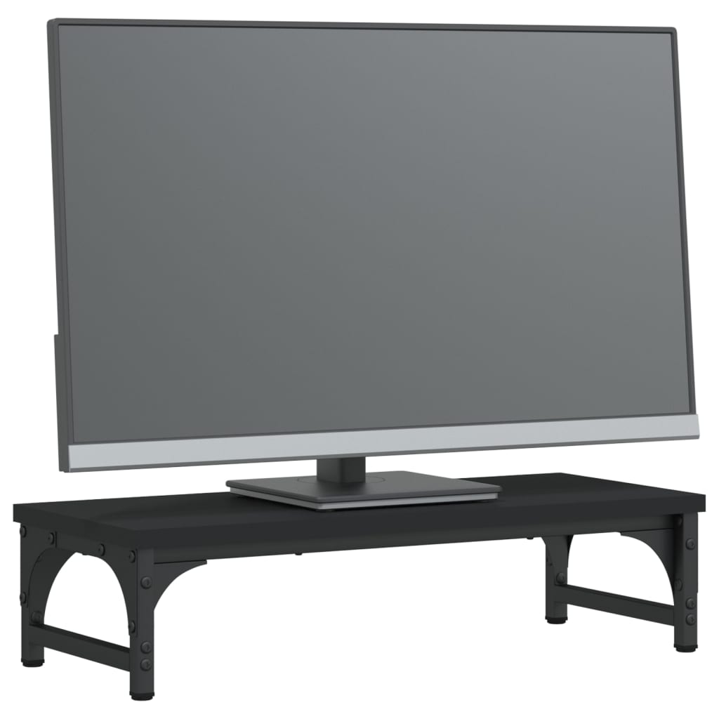 Monitorstandaard 55x23x14 cm bewerkt hout zwart