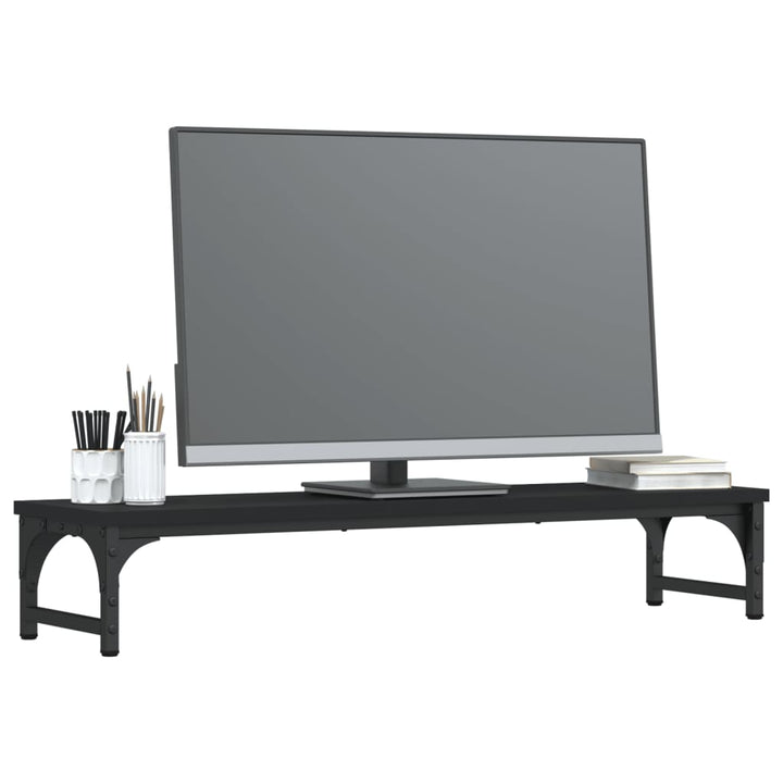 Monitorstandaard 85x23x15,5 cm bewerkt hout zwart