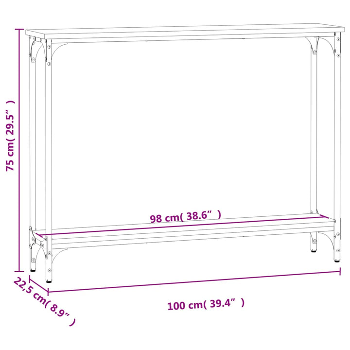 Wandtafel 100x22,5x75 cm bewerkt hout gerookt eikenkleurig