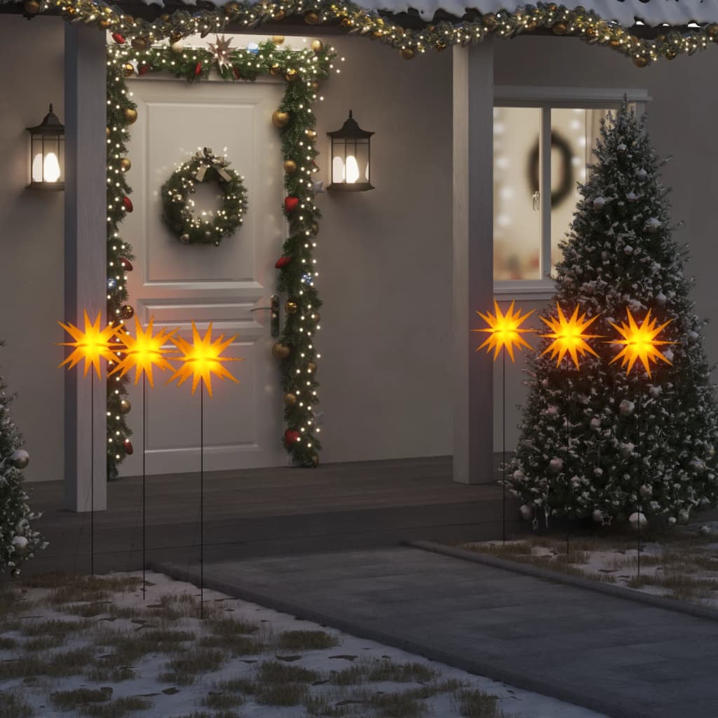 Kerstlampen met grondpin en LED's 3 st 35 cm geel