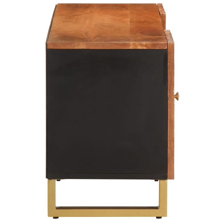 Tv-meubel 105x33,5x46 cm massief mangohout bruin en zwart