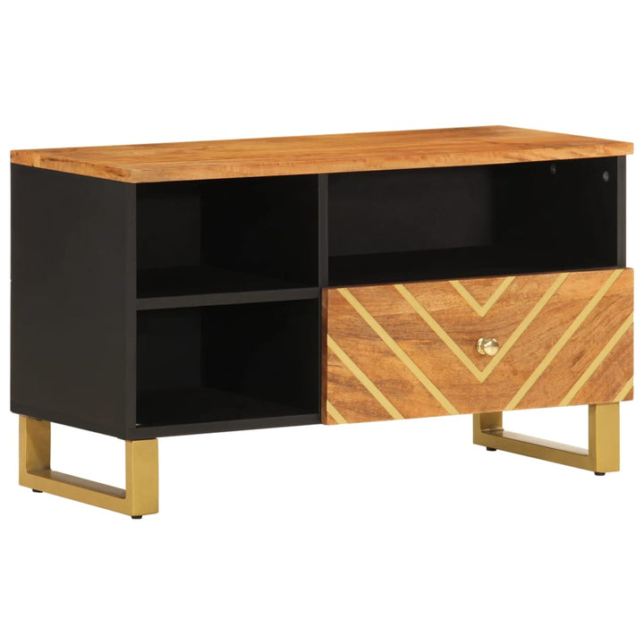 Tv-meubel 80x33,5x46 cm massief mangohout bruin en zwart