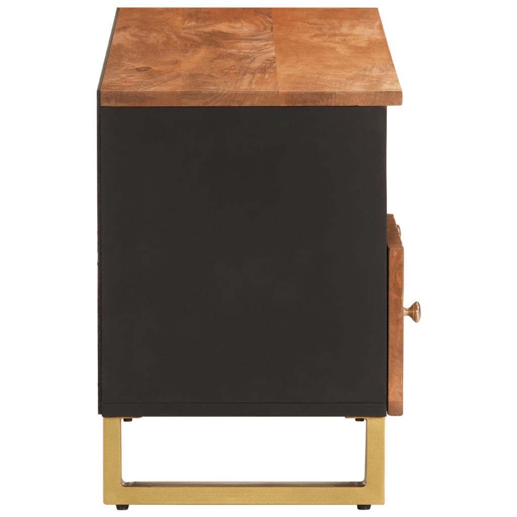 Tv-meubel 100x33,5x46 cm massief mangohout bruin en zwart